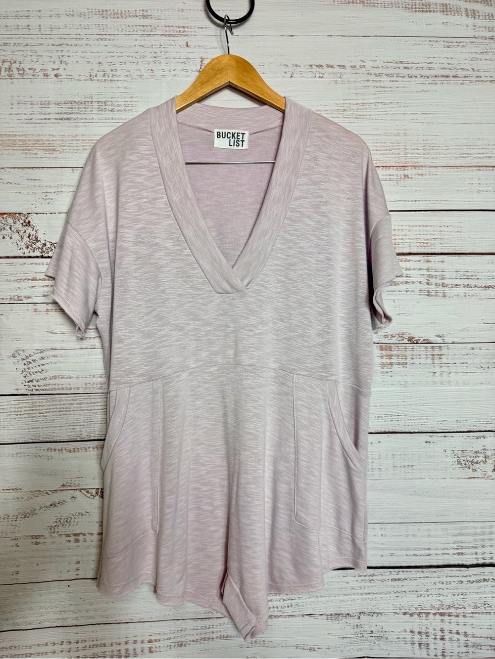 Bucket List Light Purple V-Neck Short Sleeve Romper